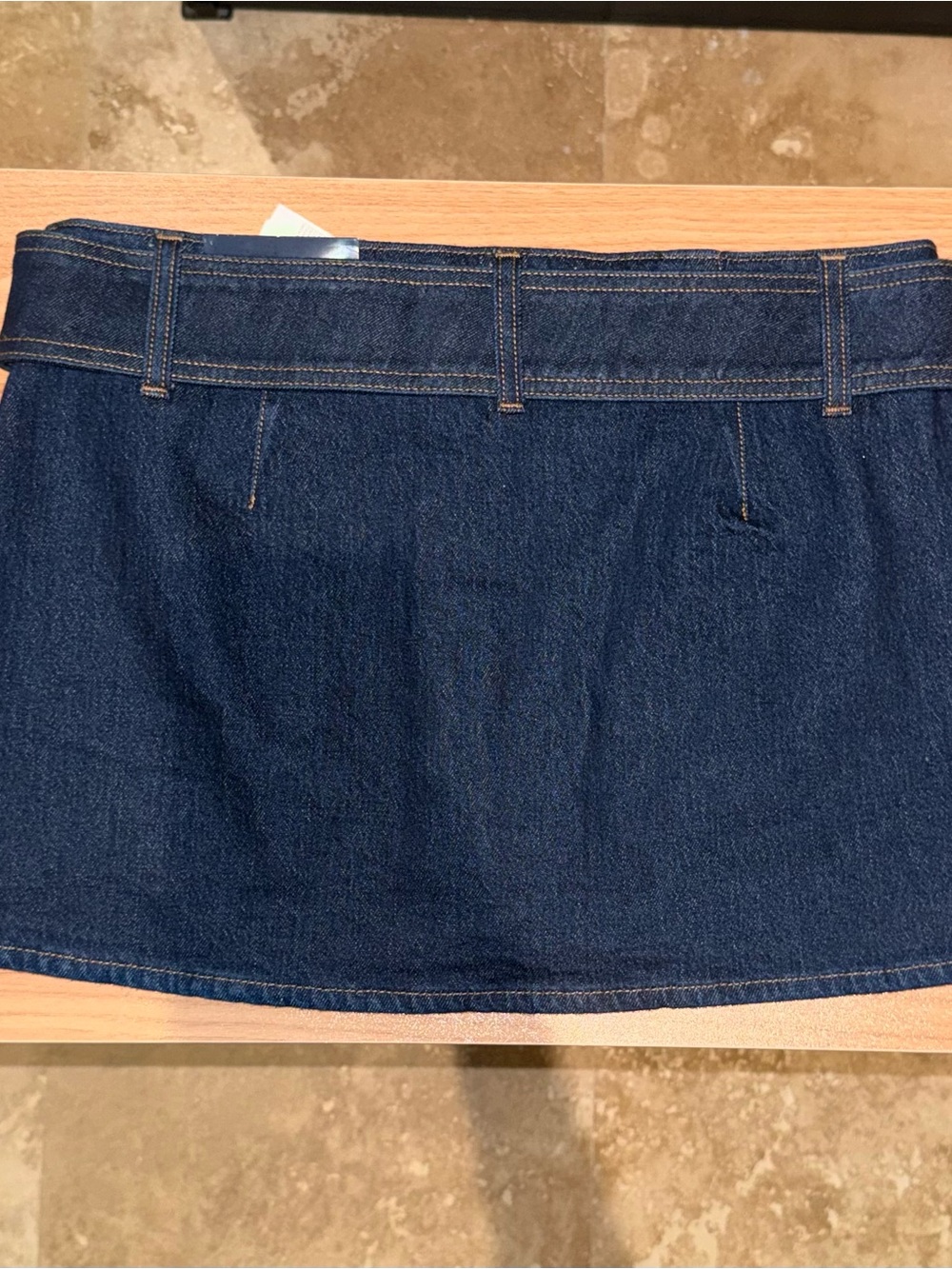 Abercrombie & Fitch Dark Blue Denim Mini Skirt with Belt - Picture 2 of 5